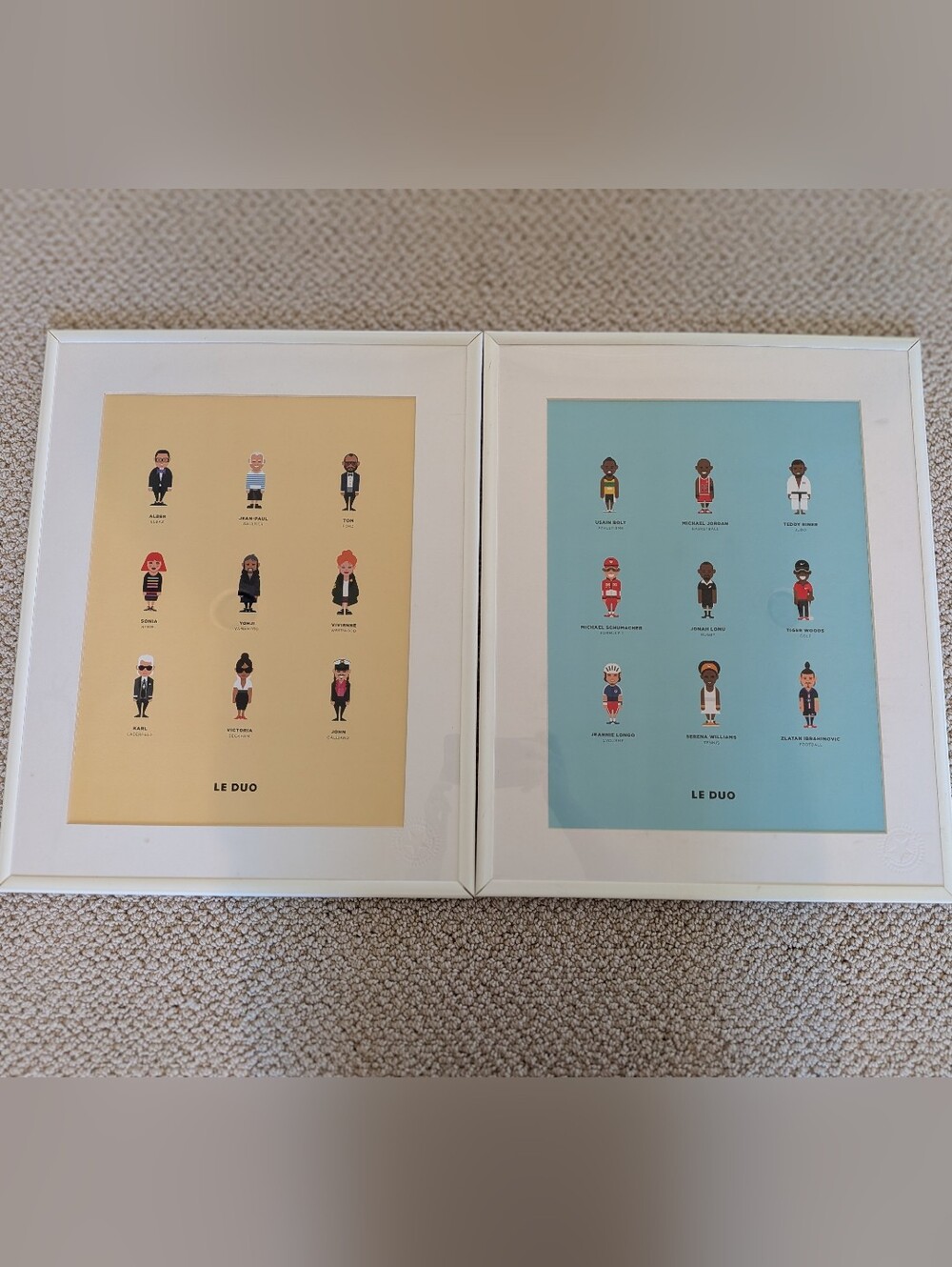 Framed Art Prints - Cream & Blue Set